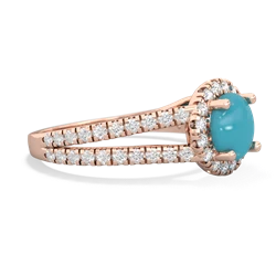 Turquoise Pave Halo 14K Rose Gold ring R5490