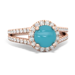 Turquoise Pave Halo 14K Rose Gold ring R5490