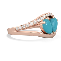 Turquoise Nestled Heart Keepsake 14K Rose Gold ring R5650