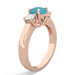 Turquoise Diamond Three Stone Round Trellis 14K Rose Gold ring R4018