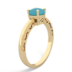 Turquoise Milgrain Filigree 14K Yellow Gold ring R5090