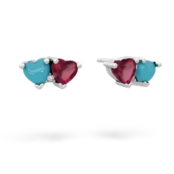 Turquoise Sweethearts 14K White Gold earrings E5260