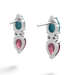 Turquoise Bowtie Drop 14K White Gold earrings E0865