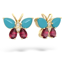 Turquoise Butterfly 14K Yellow Gold earrings E2215