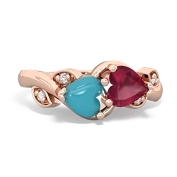 Turquoise Floral Elegance 14K Rose Gold ring R5790