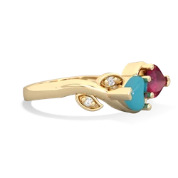 Turquoise Floral Elegance 14K Yellow Gold ring R5790