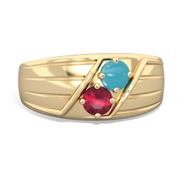 Turquoise Men's Streamline 14K Yellow Gold ring R0460