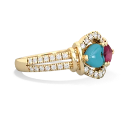 Turquoise Art-Deco Keepsake 14K Yellow Gold ring R5630