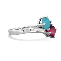 Turquoise Channel Set Two Stone 14K White Gold ring R5303