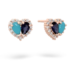 Turquoise Halo 14K Rose Gold earrings E7008