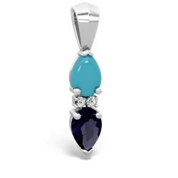 Turquoise Bowtie Drop 14K White Gold pendant P0865