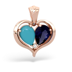 Turquoise Two Become One 14K Rose Gold pendant P5330