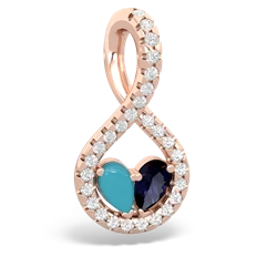 Turquoise Pave Twist 'One Heart' 14K Rose Gold pendant P5360