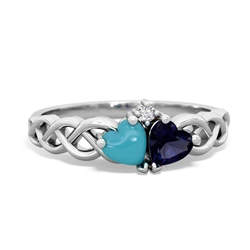 Turquoise Heart To Heart Braid 14K White Gold ring R5870