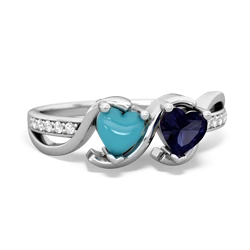 Turquoise Side By Side 14K White Gold ring R3090