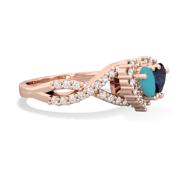 Turquoise Diamond Twist 'One Heart' 14K Rose Gold ring R2640HRT