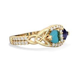 Turquoise Sparkling Celtic Knot 14K Yellow Gold ring R2645