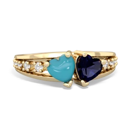 Turquoise Heart To Heart 14K Yellow Gold ring R3342