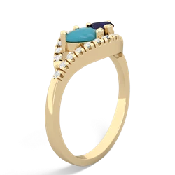 Turquoise Mother And Child 14K Yellow Gold ring R3010