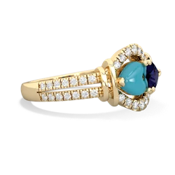 Turquoise Art-Deco Keepsake 14K Yellow Gold ring R5630