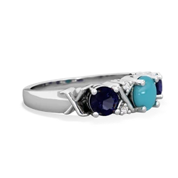 Turquoise Hugs And Kisses 14K White Gold ring R5016