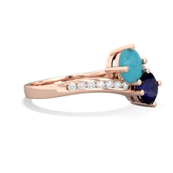 Turquoise Channel Set Two Stone 14K Rose Gold ring R5303