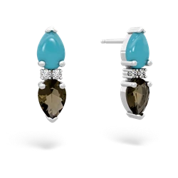 Turquoise Bowtie Drop 14K White Gold earrings E0865