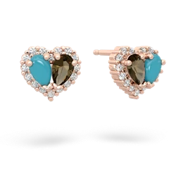 Turquoise Halo 14K Rose Gold earrings E7008