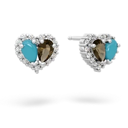 Turquoise Halo 14K White Gold earrings E7008