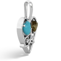 Turquoise Celtic Trinity Heart 14K White Gold pendant P5331