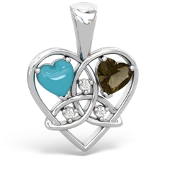 Turquoise Celtic Trinity Heart 14K White Gold pendant P5331