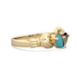 Turquoise 'Our Heart' Claddagh 14K Yellow Gold ring R2388