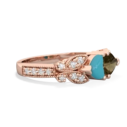 Turquoise Diamond Butterflies 14K Rose Gold ring R5601