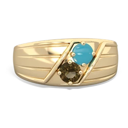 Turquoise Men's Streamline 14K Yellow Gold ring R0460