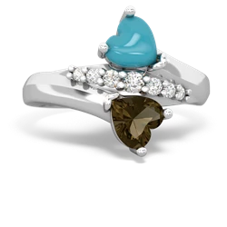 Turquoise Heart To Heart 14K White Gold ring R2064