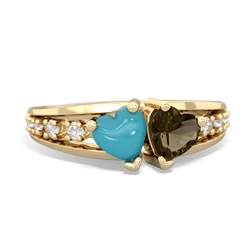 Turquoise Heart To Heart 14K Yellow Gold ring R3342