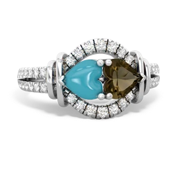 Turquoise Art-Deco Keepsake 14K White Gold ring R5630