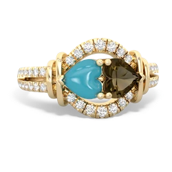 Turquoise Art-Deco Keepsake 14K Yellow Gold ring R5630