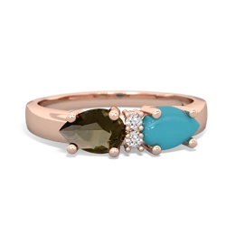 Turquoise Pear Bowtie 14K Rose Gold ring R0865