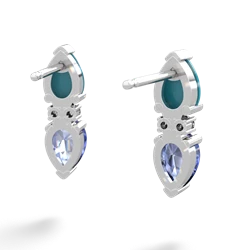 Turquoise Bowtie Drop 14K White Gold earrings E0865