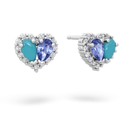 Turquoise Halo 14K White Gold earrings E7008