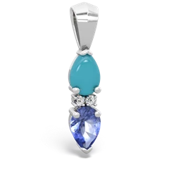 Turquoise Bowtie Drop 14K White Gold pendant P0865