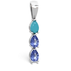 Turquoise Dew Drops 14K White Gold pendant P2251