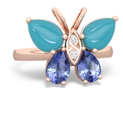 Turquoise Butterfly 14K Rose Gold ring R2215