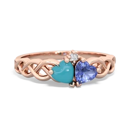 Turquoise Heart To Heart Braid 14K Rose Gold ring R5870