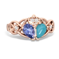 Turquoise 'One Heart' Celtic Knot Claddagh 14K Rose Gold ring R5322