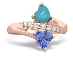 Turquoise Heart To Heart 14K Rose Gold ring R2064