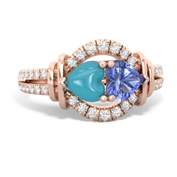 Turquoise Art-Deco Keepsake 14K Rose Gold ring R5630