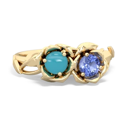 Turquoise Rose Garden 14K Yellow Gold ring R5510