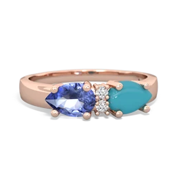 Turquoise Pear Bowtie 14K Rose Gold ring R0865